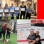 New FitRanX Level 1s and Level 6s celebrating their functional fitness test achievements.